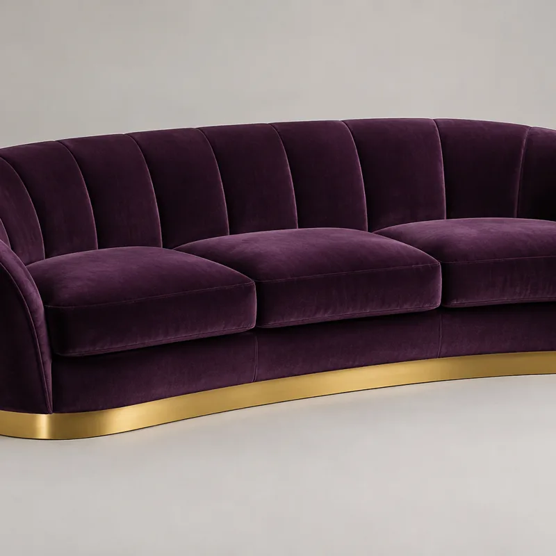 Velvet Crescent Sofa — AI concept created with Dream Studio